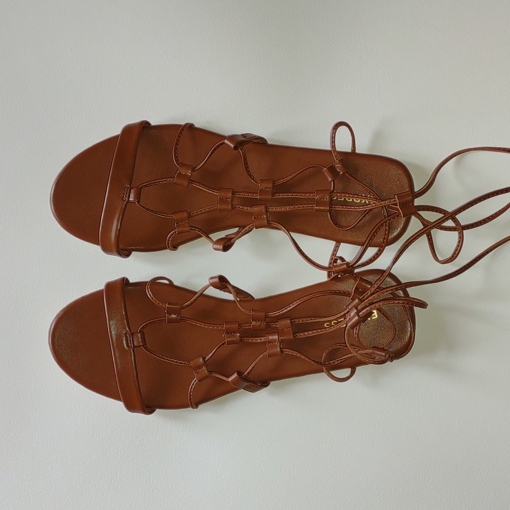 NWOT Express Gladiator Stylish Sandals Brown Color lace up size 10